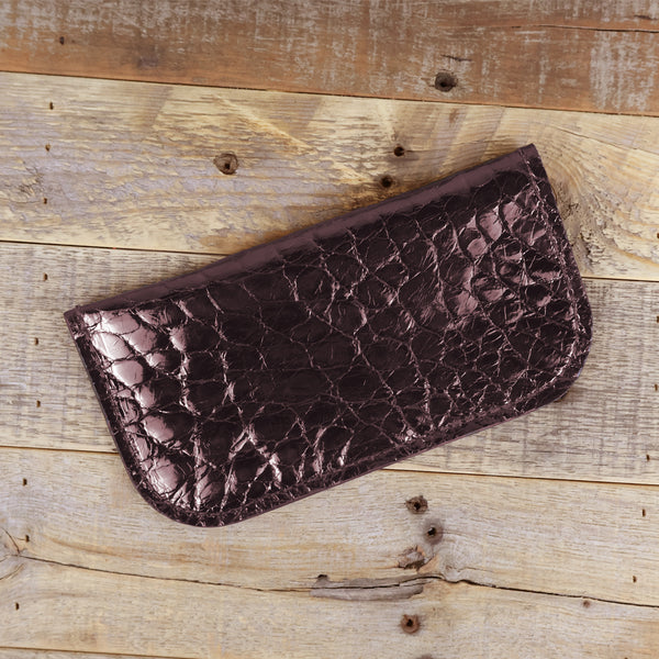 Alligator Full Gloss Brown Glasses Case | Yoder Leather – Yoder Leather ...