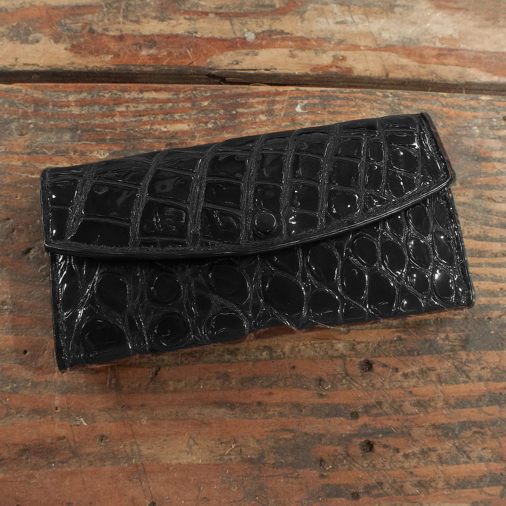 Alligator Full Gloss Black Clutch