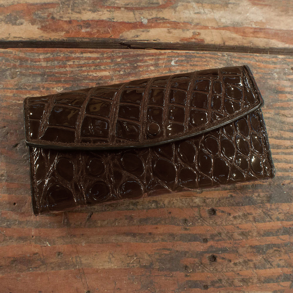 Alligator Full Gloss Brown Clutch