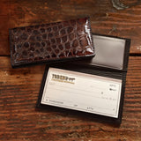 Alligator Full Gloss Brown Checkbook-Yoder Leather Company