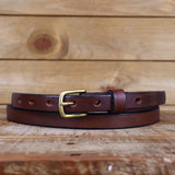 Women's Smooth Black Leather Belt 0.75"