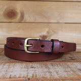 Women's Smooth Brown Leather Belt 1"