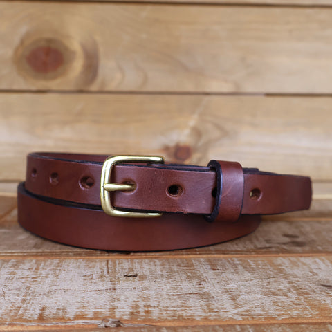 Women's Smooth Brown Leather Belt 1"