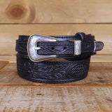 Western Ranger Black Belt with Silver Buckle Set