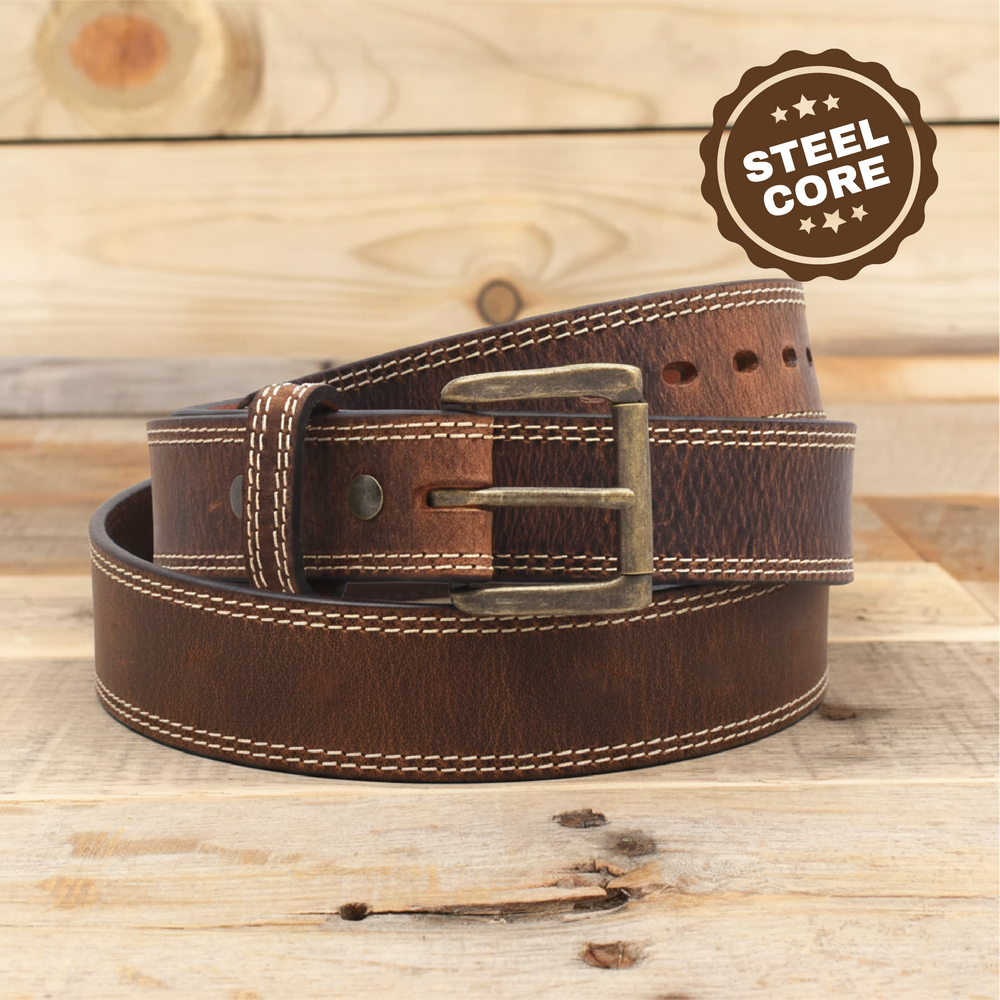 The Double Montana Steel Core- Distressed Steel Core Leather Belt 1.5"