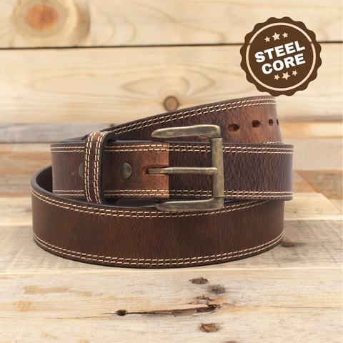 The Double Montana Steel Core- Distressed Steel Core Leather Belt 1.5"