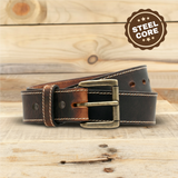 The Montana Steel Core- Distressed Steel Core Leather Belt 1.5"-Yoder Leather Company