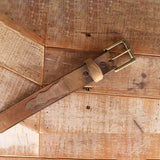 Distressed Tan Oil Tanned Belt with Scallops 1.5"