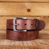 Distressed Tan Oil Tanned Belt with Scallops 1.5"