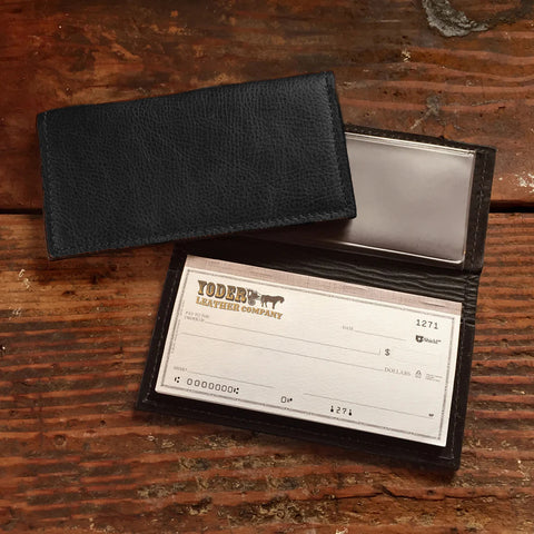 Cowhide Black Checkbook