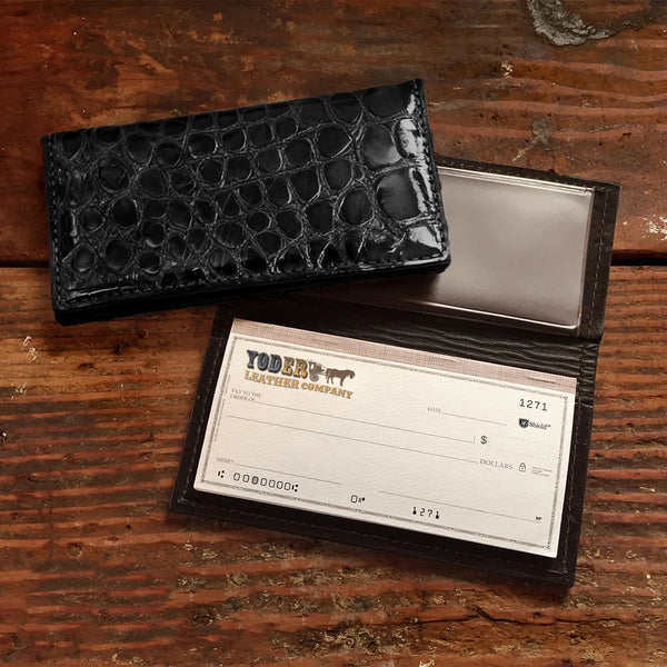 Alligator Full Gloss Black Checkbook | Premium Luxury Leather – Yoder ...