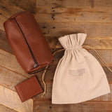 For Him Gift Set - Brown Cowhide Toiletry Bag & Bifold Wallet