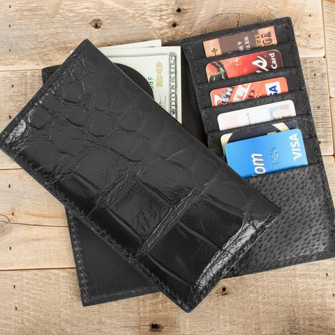 Alligator Full Gloss Black Rodeo Wallet-Yoder Leather Company