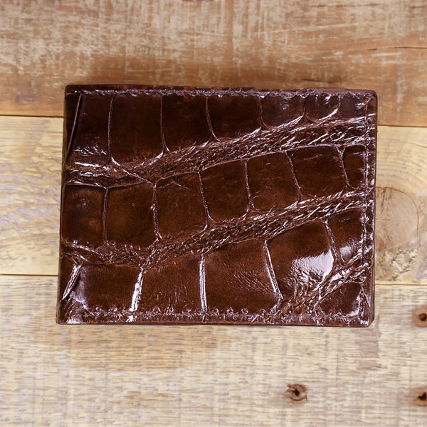 Alligator Full Gloss Brown ID Wallet | Luxury Leather Wallet – Yoder ...