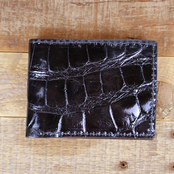 Alligator Full Gloss Black ID Wallet - Yoder Leather – Yoder Leather ...