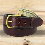 Stitched Brown Money Belt For Men