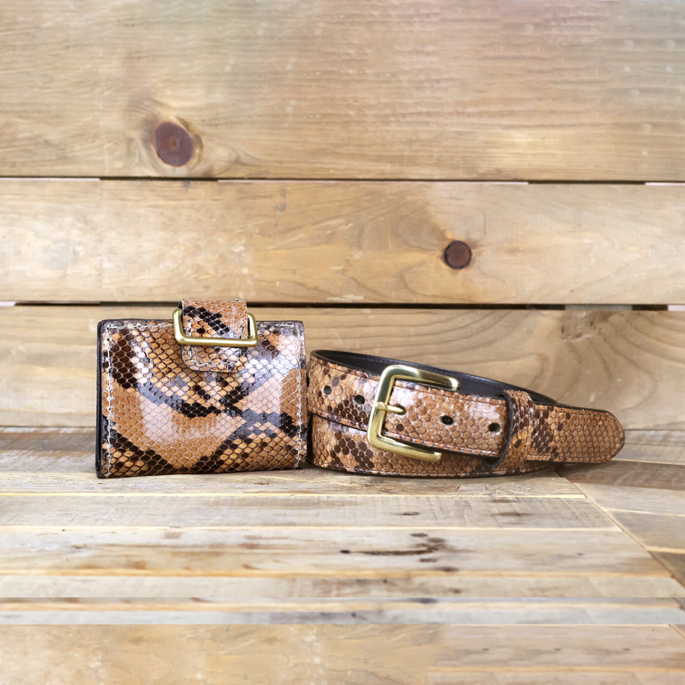 Python Caramel Women's Wallet & Belt Bundle