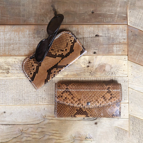 Python Caramel Glasses Case & Clutch Bundle