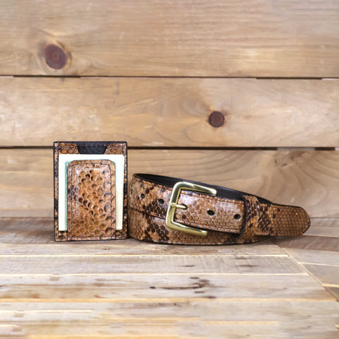 Python Caramel Money Clip & Belt Bundle