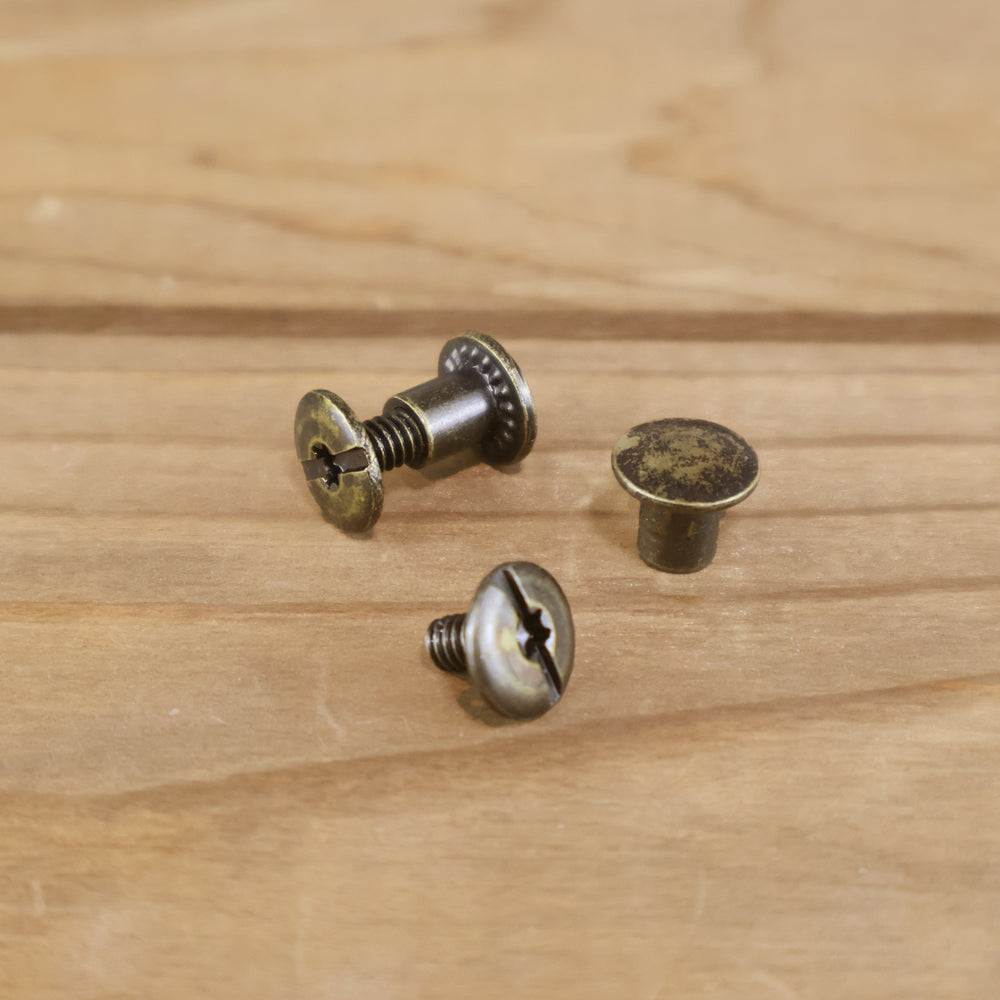 Set of Chicago Screws (2 Pack) - Antique Brass-Yoder Leather Company