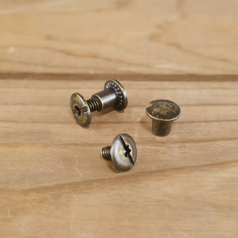 Set of Chicago Screws (2 Pack) - Antique Brass-Yoder Leather Company