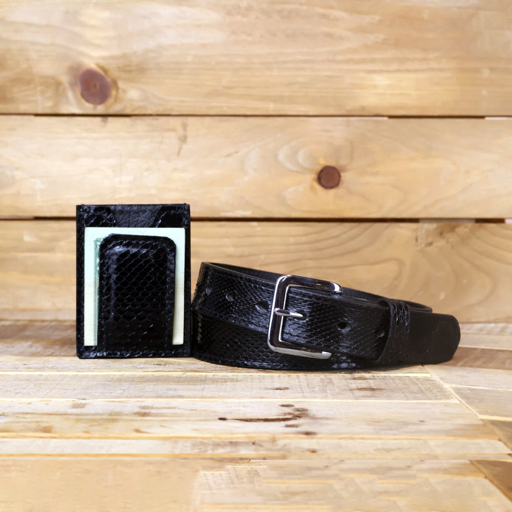 Python Glossy Money Clip & Belt Bundle-Yoder Leather Company
