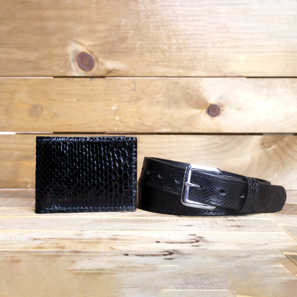 Python Glossy Bifold & Belt Bundle-Yoder Leather Company