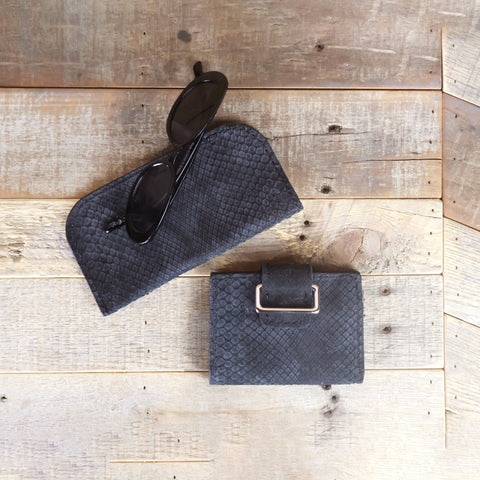 Python Black Suede Glasses Case & Wallet Bundle-Yoder Leather Company