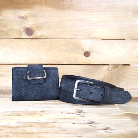 Python Black Suede Belt 