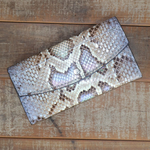 Python Hand Painted Opal Clutch-Yoder Leather Company