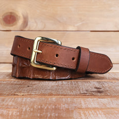 Brown Crocodile Belt with Scalloped Details