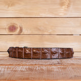 Brown Crocodile Belt with Scalloped Details