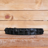 Black Crocodile Belt with Scalloped Details