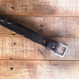 Black Crocodile Belt with Scalloped Details