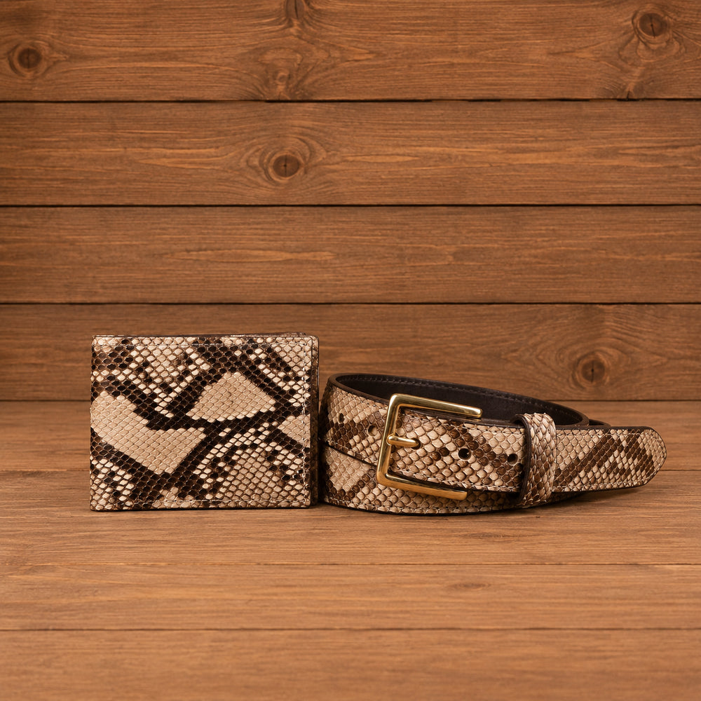 Python Natural Bifold and Leather Belt Bundle
