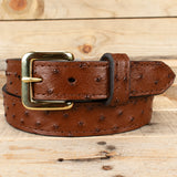Cognac Ostrich Dress Belt