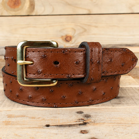 Cognac Ostrich Dress Belt