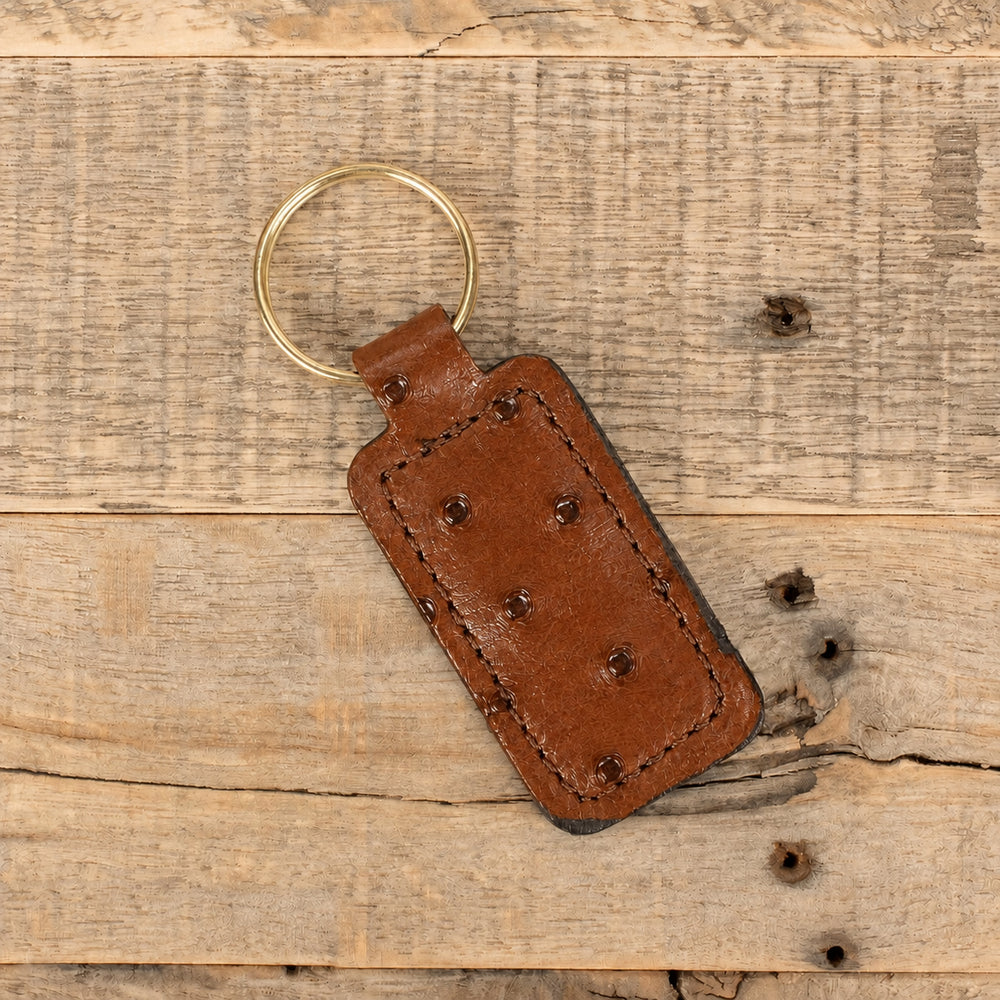 Ostrich Cognac Key Chain