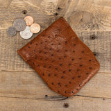 Ostrich Cognac Coin Pouch