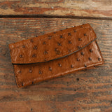 Women's Ostrich Cognac Clutch For Women