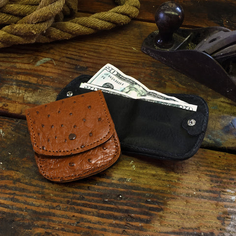 Ostrich Cognac Cab Wallet
