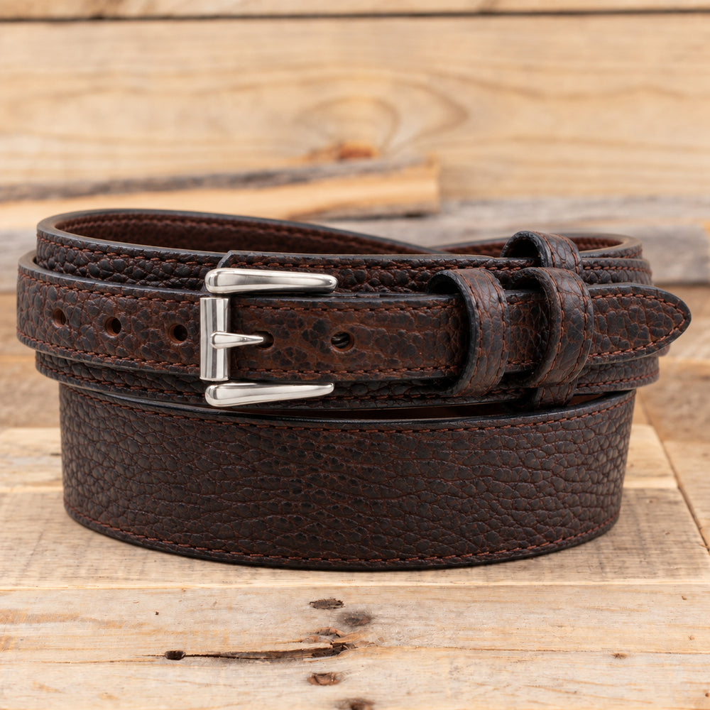 Brown Shrunken Bison Leather Ranger Belt
