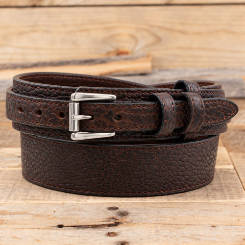 Brown Shrunken Bison Leather Ranger Belt