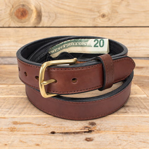 Stitched Brown Money Belt For Men