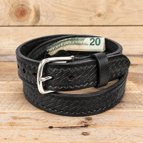 Basket Weave Black Money Belt