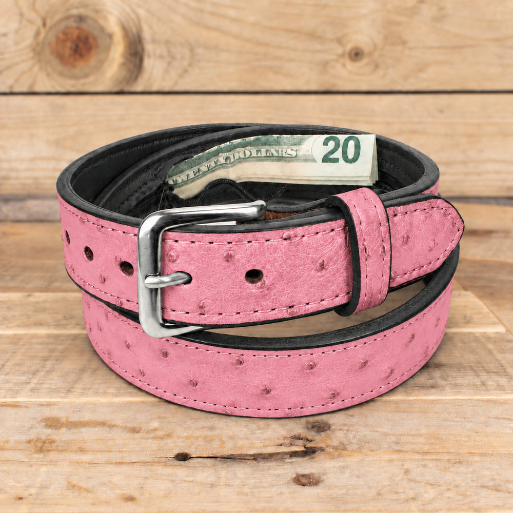 Ostrich Pink Money Belt