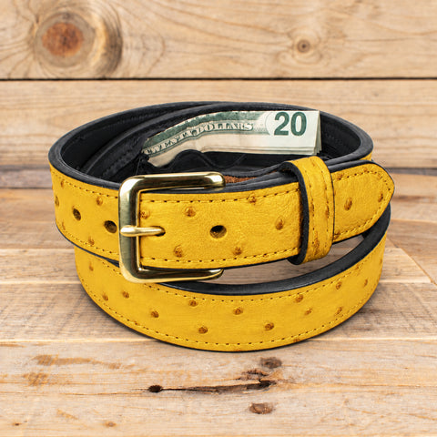 Ostrich Yellow Money Belt