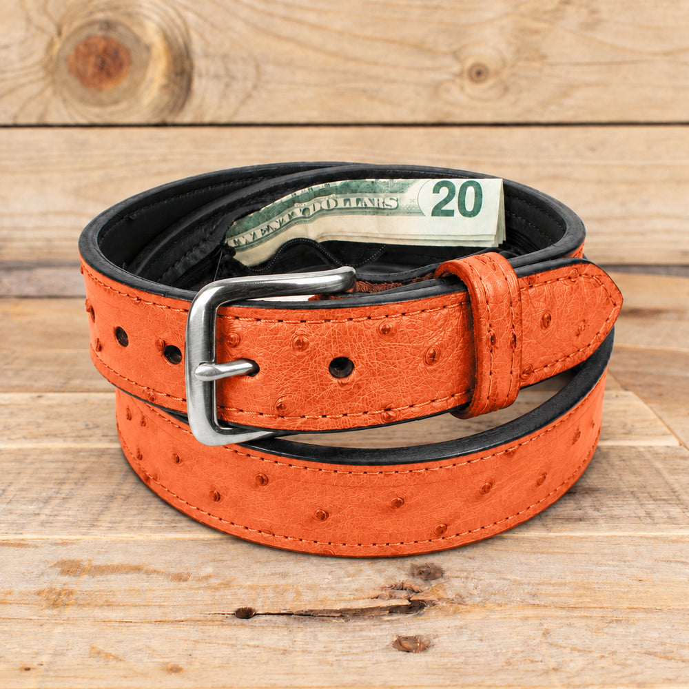 Ostrich Orange Money Belt