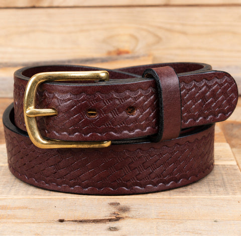 Brown Basket Weave Leather Belt
