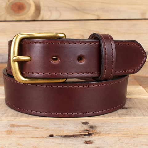Stitched Brown Leather Belt